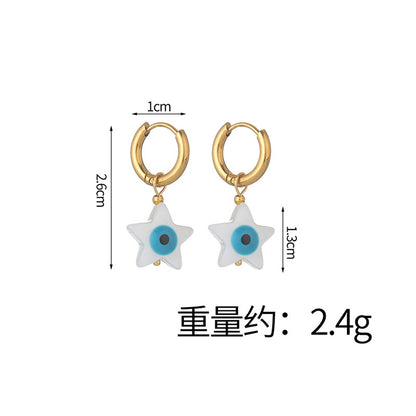 Fashion Five-pointed Star Crative Eye Simple Earrings Titanium Steel Earrings