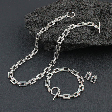 Simple Style Geometric Stainless Steel Bracelets Earrings Necklace