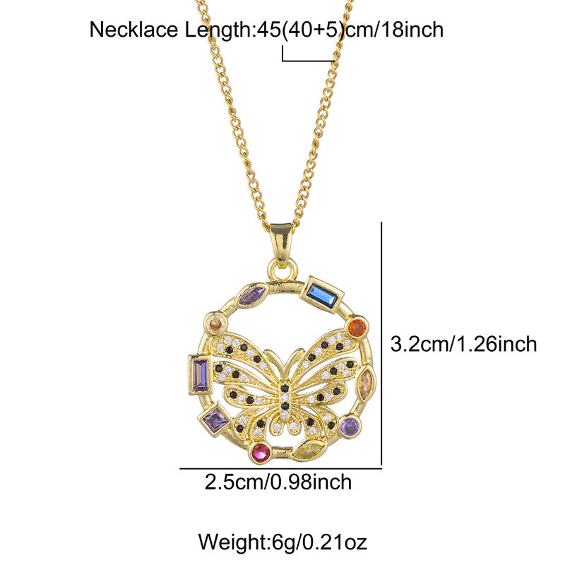 Stainless Steel Titanium Steel Retro Geometric Plating Inlay Zircon Pendant Necklace