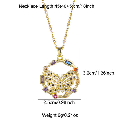 Stainless Steel Titanium Steel Retro Geometric Plating Inlay Zircon Pendant Necklace