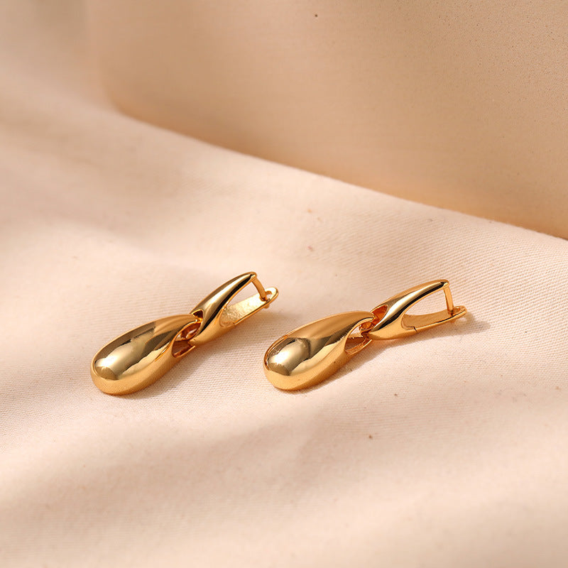 1 Pair Lady Water Droplets Plating Copper Drop Earrings