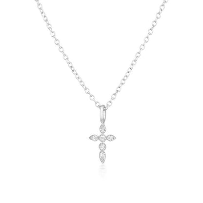 Sterling Silver Copper Elegant Cross Plating Pendant Necklace