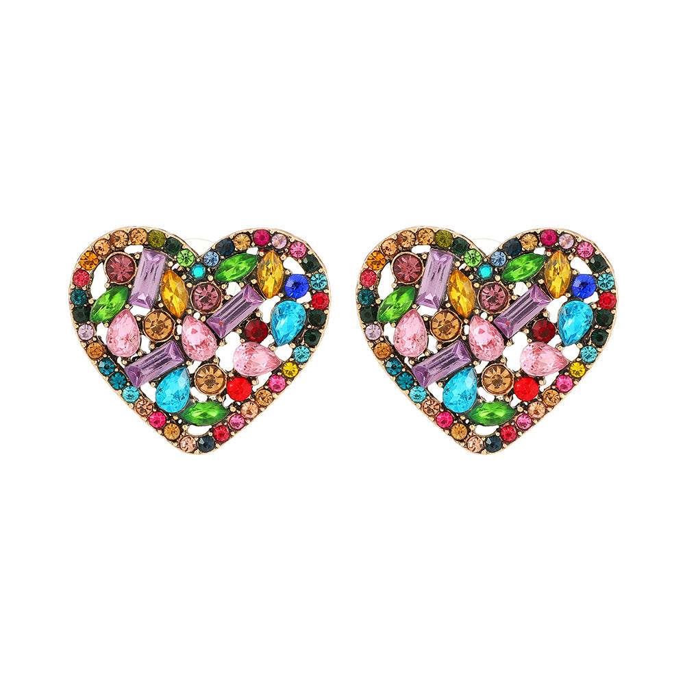 1 Pair Simple Style Heart Shape Glass Plating Women's Ear Studs
