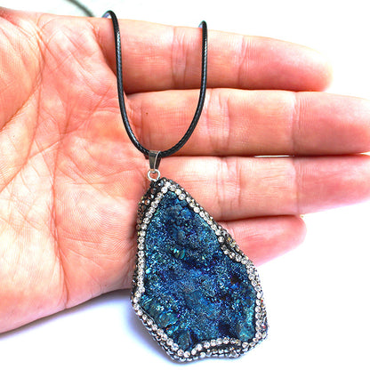 Vintage Style Irregular Water Droplets Natural Stone Pendant Necklace