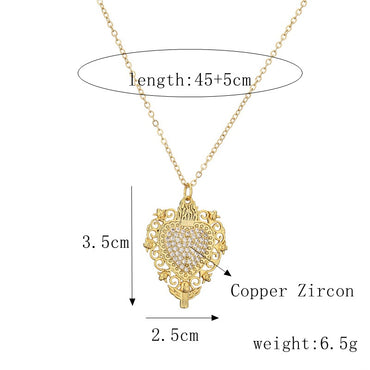 Simple Style Heart Shape Copper Zircon Pendant Necklace In Bulk