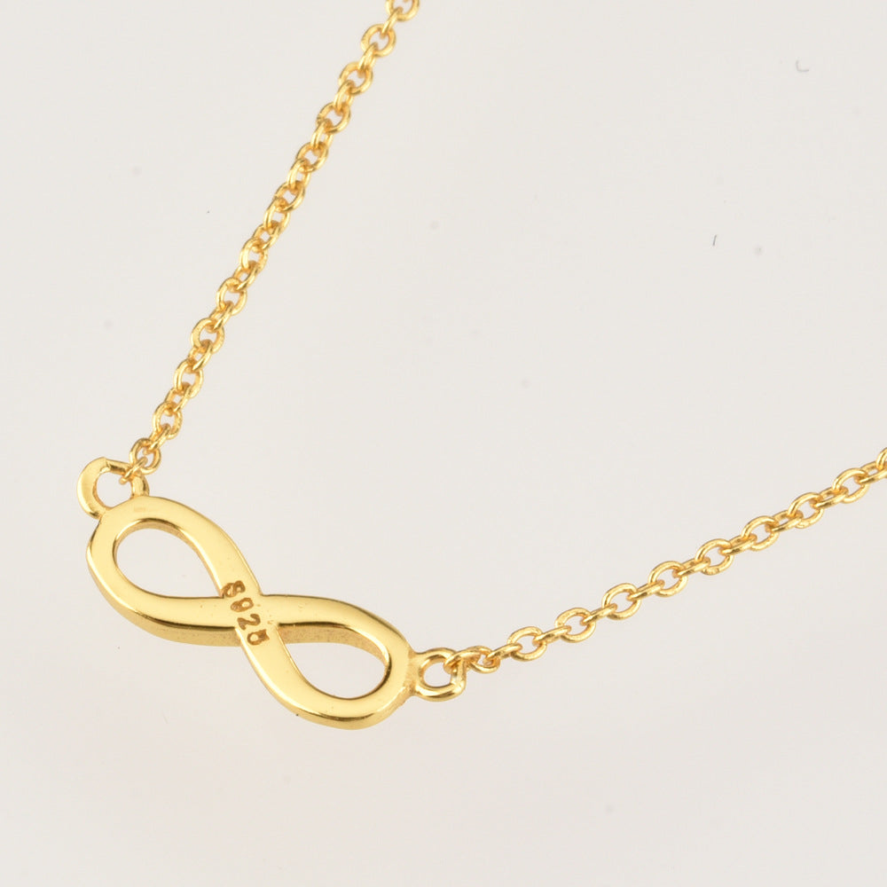 Simple Style Infinity Sterling Silver Plating 18k Gold Plated White Gold Plated Women's Bracelets Necklace