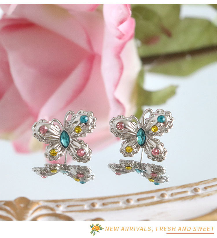 Wholesale Jewelry Vintage Style Butterfly Alloy Zircon Plating Inlay Ear Studs