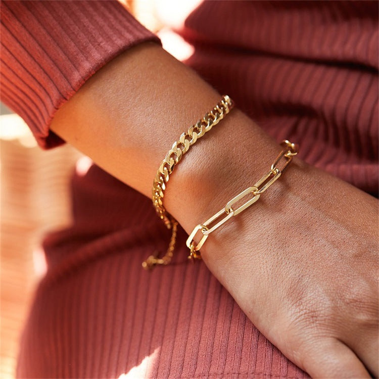 Retro Simple Twist Chain 14k Gold Plated Stainless Steel Bracelet