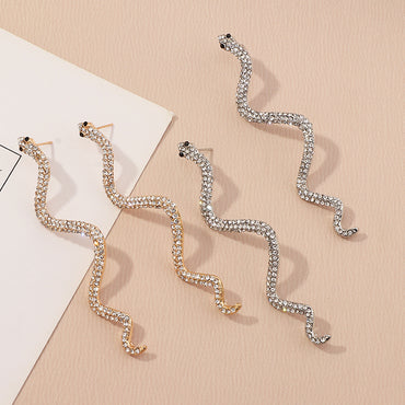 Fashion Micro-inlaid Curved Snake-shaped Earrings Wholesale