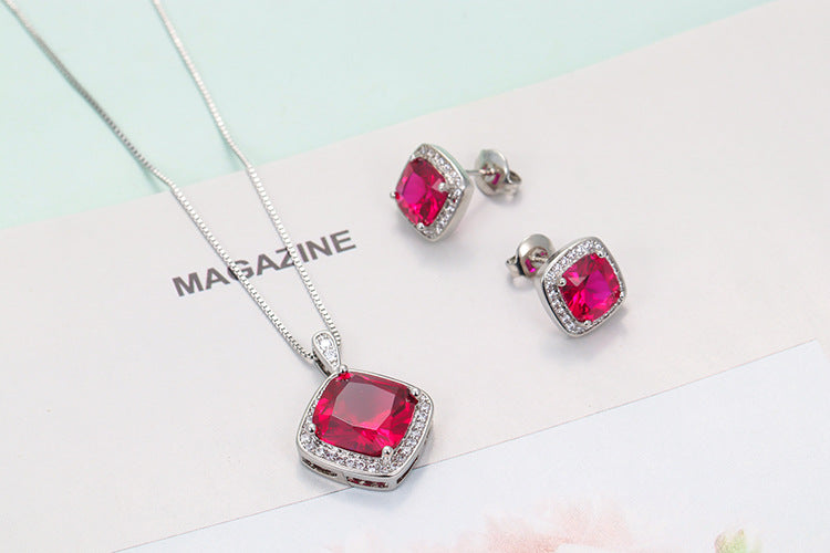 Ig Style Square Copper Plating Inlay Zircon Rings Earrings Necklace