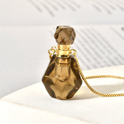 Elegant Sweet Perfume Bottle Stone Copper Pendant Necklace