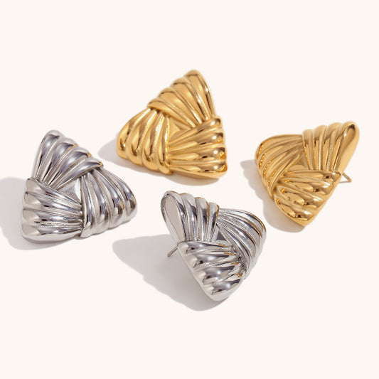 1 Pair Ig Style Simple Style Triangle Plating Stainless Steel 18k Gold Plated Ear Studs