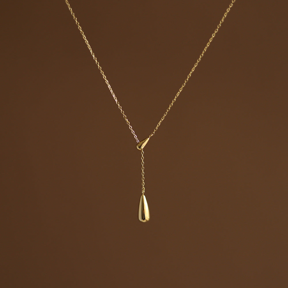 Fashion Water Droplets Titanium Steel Plating Pendant Necklace 1 Piece