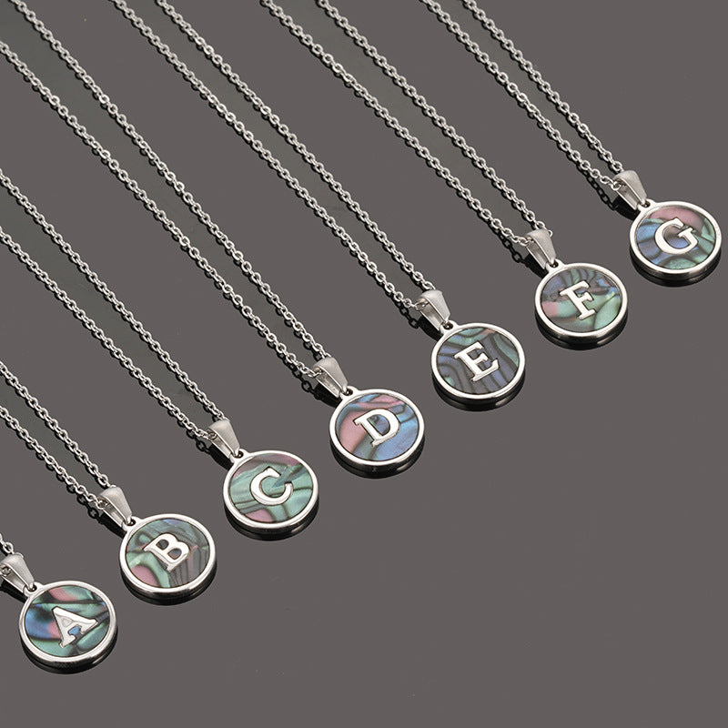 Fashion Round Letter Stainless Steel Necklace Patchwork Stainless Steel Necklaces