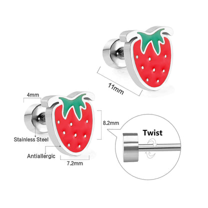 Pastoral Fruit Stainless Steel Plating Ear Studs 1 Pair