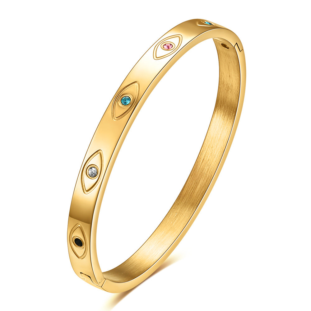 Wholesale Simple Style Devil's Eye Solid Color Stainless Steel Plating 18k Gold Plated Bangle