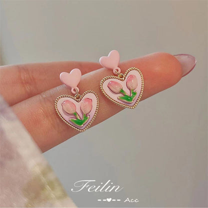 1 Pair Sweet Flower Plating Alloy Earrings