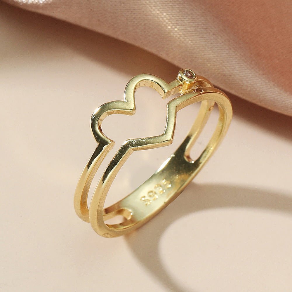 Simple Fashion Geometry Pattern Hollow Love Ring