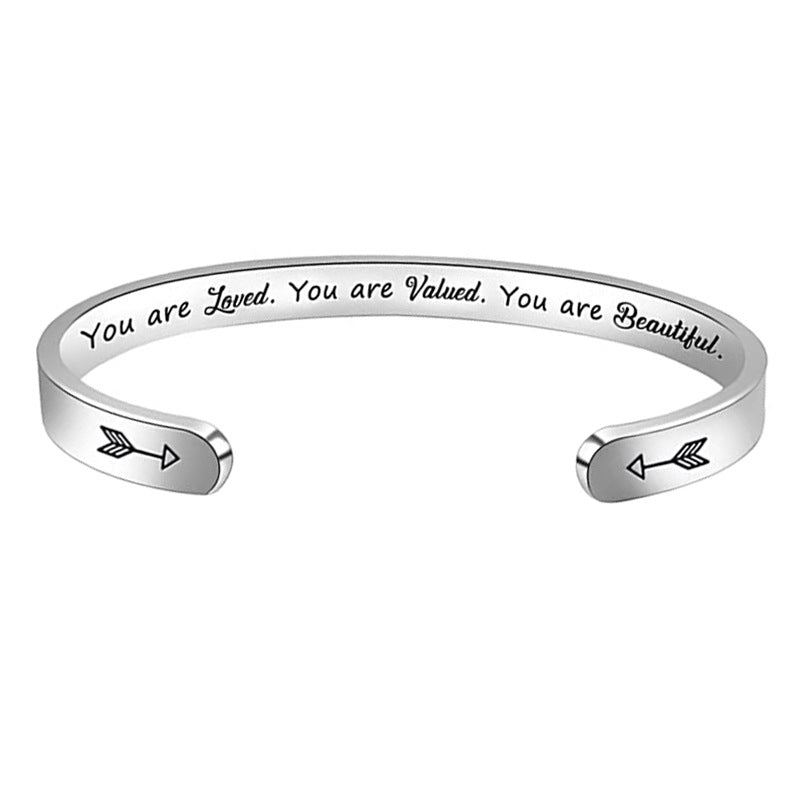 Simple Style Letter Stainless Steel Cuff Bracelets