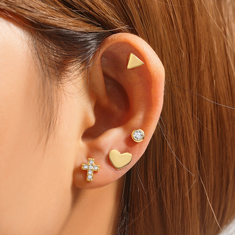 1 Set Simple Style Star Butterfly Plating Sterling Silver Ear Studs