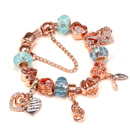 Sweet Heart Shape Crown Flower Copper Bracelets In Bulk