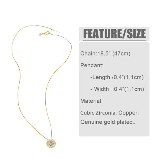 Fashion Round Copper Pendant Necklace Inlay Zircon Copper Necklaces