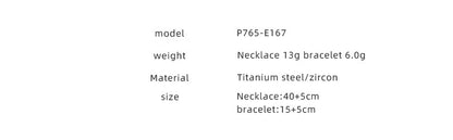 Fashion Rectangle Titanium Steel Inlay Zircon Bracelets Necklace
