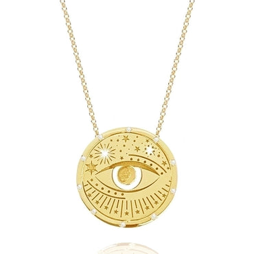 Retro Simple Style Sun Moon Stainless Steel Plating Hollow Out Gold Plated Pendant Necklace