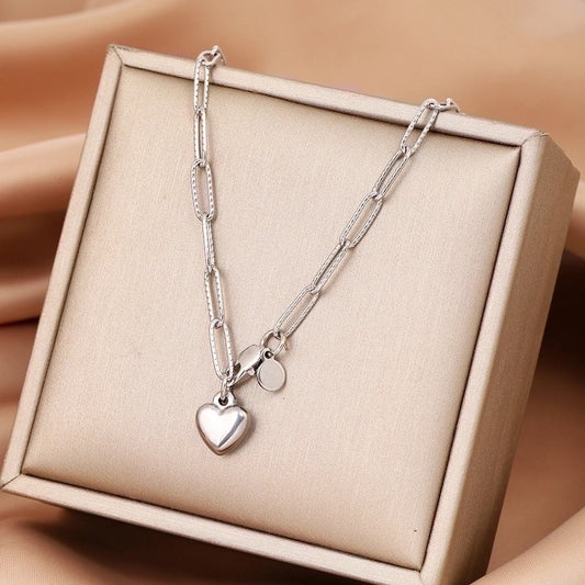 Romantic Heart Shape Stainless Steel Handmade Pendant Necklace