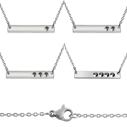 Polished Stainless Steel Horizontal Stampable Birthstone Bar Necklace / SBB00114