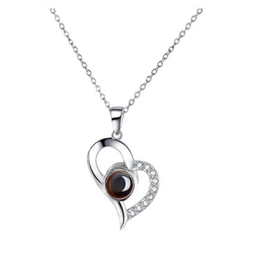 Simple Style Heart Shape Sterling Silver Inlaid Gemstone Necklace 1 Piece