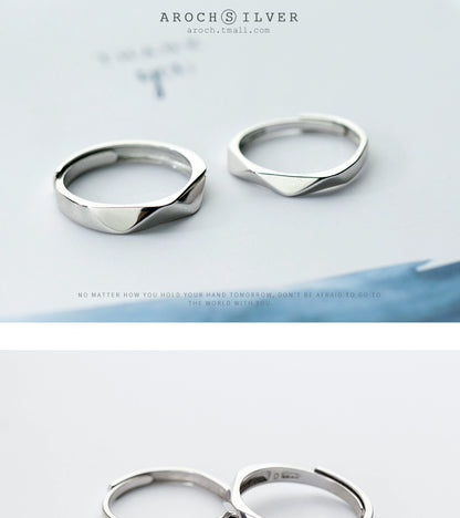 Simple Style Solid Color Sterling Silver Open Rings