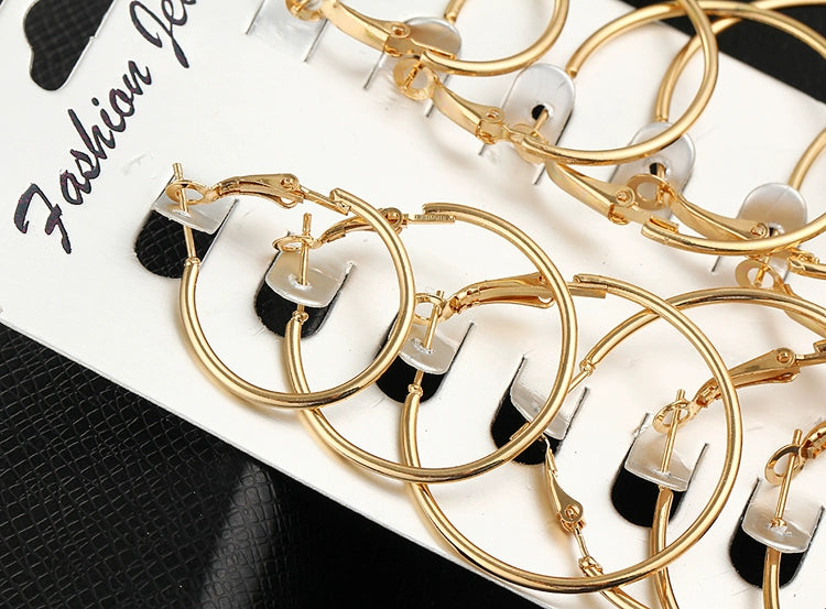 Retro Geometric Plating Iron Hoop Earrings