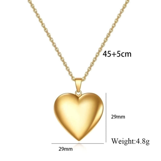 Wholesale Simple Style Heart Shape Titanium Steel Plating Gold Plated Pendant Necklace