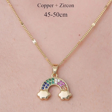 Wholesale Simple Style Rainbow Star Moon Stainless Steel Titanium Steel Polishing Plating Pendant Necklace