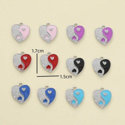 A Pack Of 12 15*17mm Hole Under 1mm Alloy Heart Shape Pendant