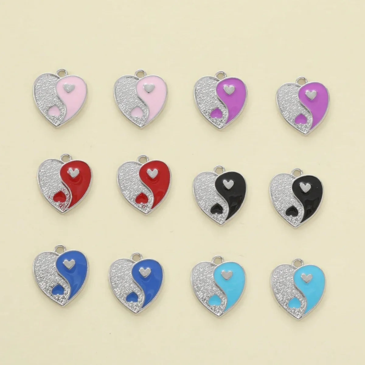 A Pack Of 12 15*17mm Hole Under 1mm Alloy Heart Shape Pendant