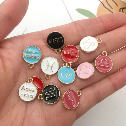 A Pack Of 12 Simple Style Constellation Alloy Enamel Jewelry Accessories