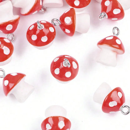 A Pack Of 14 18*10mm Hole Under 1mm Resin Mushroom Pendant