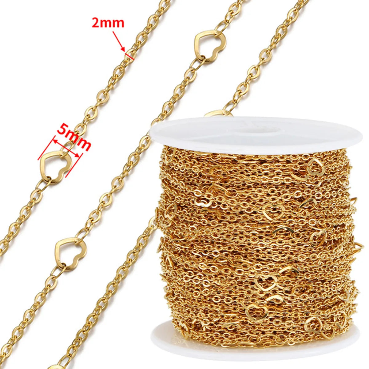 A Pack Of 2 M 2MM 3mm 4mm 304 Stainless Steel 18K Gold Plated Polished Jewelry Accessories