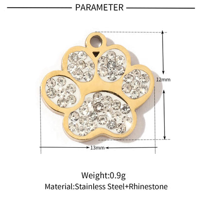 A Pack Of 3 12 * 15mm 201 Stainless Steel Zircon 18K Gold Plated Bear Paw Print Snake Polished Pendant