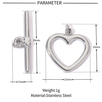 A Pack Of 3 16*13mm 19*7mm 201 Stainless Steel 18K Gold Plated Heart Shape Rectangle Polished OT Buckle Pendant Jewelry Buckle