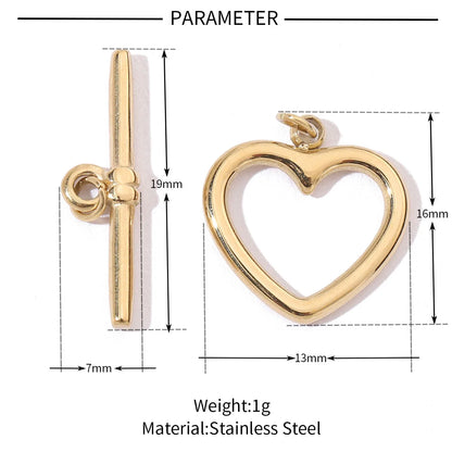 A Pack Of 3 16*13mm 19*7mm 201 Stainless Steel 18K Gold Plated Heart Shape Rectangle Polished OT Buckle Pendant Jewelry Buckle