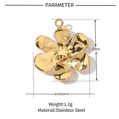 A Pack Of 3 16*23mm 201 Stainless Steel 18K Gold Plated Heart Shape Flower Polished Pendant