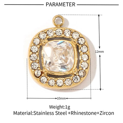 A Pack Of 3 201 Stainless Steel Zircon 18K Gold Plated Round Oval Polished Pendant