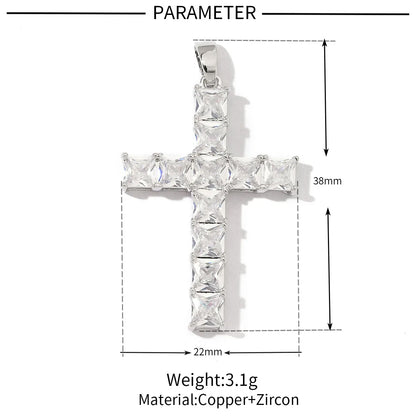 A Pack Of 3 22*38mm Copper Zircon 18K Gold Plated Cross Polished Pendant