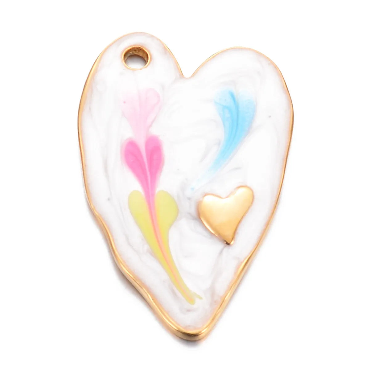 A Pack Of 3 Sweet Simple Style Heart Shape Stainless Steel Enamel Pendant Jewelry Accessories