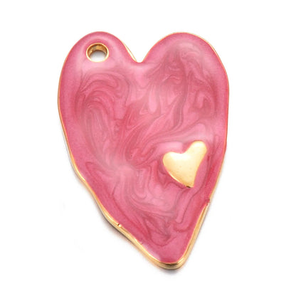 A Pack Of 3 Sweet Simple Style Heart Shape Stainless Steel Enamel Pendant Jewelry Accessories