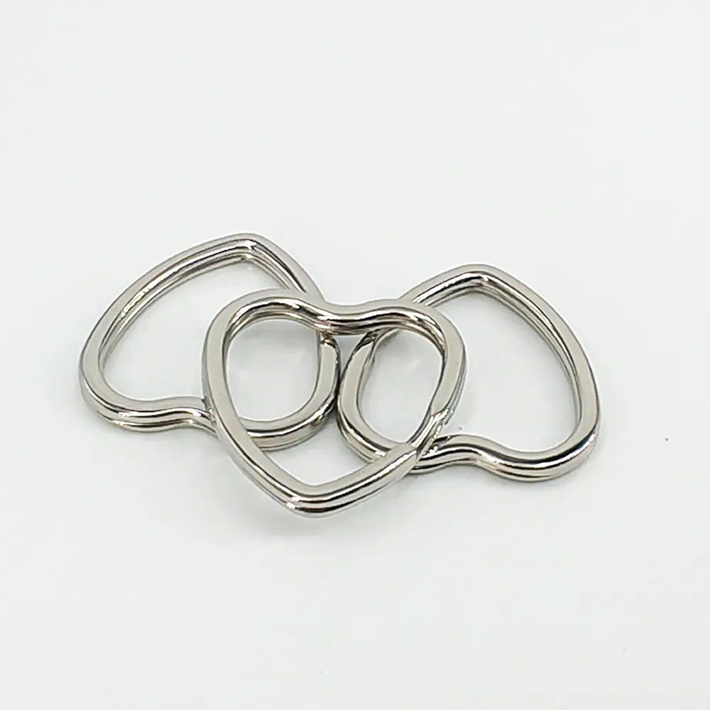 A Pack Of 6 28mm 30mm 32mm 304 Stainless Steel Round Heart Shape Polished Jump Ring