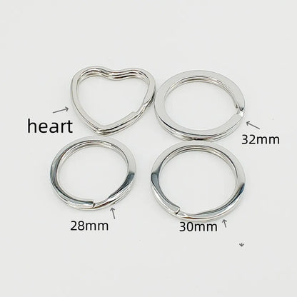 A Pack Of 6 28mm 30mm 32mm 304 Stainless Steel Round Heart Shape Polished Jump Ring